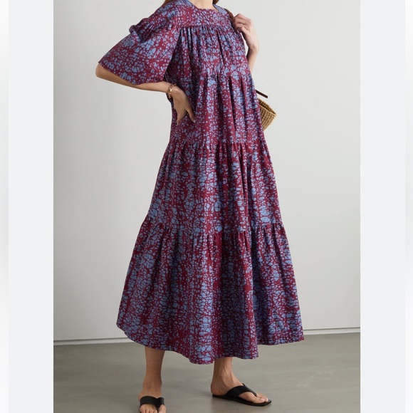 ODIlE JACOBS Dresses & Skirts - ODILE JACOBS Flounce Dress in Red/Blue